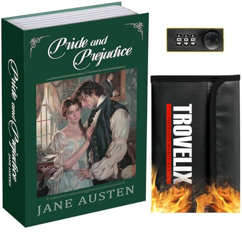 Sekam Cassaforte a libro con serratura a combinazione, nascosta (24 x 15 x 5,5 cm) con borsa ignifuga, per deviazione segreta, scatola per libri vuota, per denaro