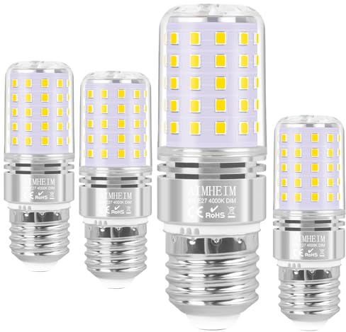 AIMHEIM LED Lampen E27 Neutralweiß Dimmbar 8W Ersetzt 80W, Birne e27 Maiskolben Lampen 4000K, LED Leuchtmittel Kein Flackern, Energiesparlampe LED, 4 Stück