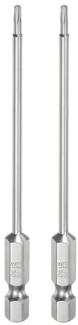 QUARKZMAN 2pz T7 Bit Torx di Sicurezza 1/4 Gambo Esagonale 4 Lungo | Acciaio S2, Magnetica Antimanomissione Star Bits Cacciavite Testa Torx con Foro, per Rimuovere Viti Fissaggio