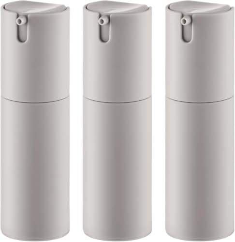 Lulupack 28 ml luftlösa pumpflaskor, resebehållare, hudvårdsbehållare för fuktkräm (plast, matt grå, 3 st)