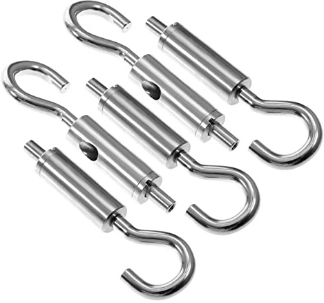 NIYANGLE 5pcs Heavy Duty Wire Rope Turnbuckle Tensioner Suspension Hooks Galvanized Steel Eye Turnbuckle Hardware for Garden Clothesline and Decking