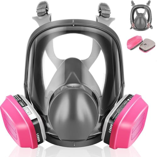 ANUNU Full Face Respirator Mask, Respirator Mask with 60921 Filters Against Organic Vapor Gases for Resin Painting Chemicals Epoxy
