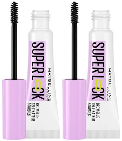 Maybelline New York Superlock Brow Glue Gel Sopracciglia Trasparente Fissante Effetto Laminazione Tenuta 24H Non Appiccica Fissa il Colore e Modella la Forma - Set da 2