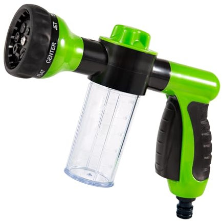 ASAB Garden Hose Foam Sprayer with 8 Adjustable Spray Patterns Hose Gun High-Pressure Nozzle with 100ML Soap Dispenser Flow Control Multi-Jet Spray Gun Ideal for Car Wash Pet Bath & Plants Watering