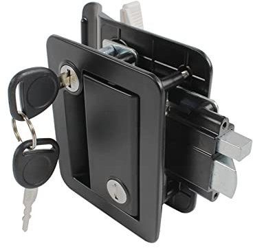 Maniglia for serratura porta d'ingresso for camper con chiavi Kit di sicurezza Rimorchio antifurto Serratura for porta interna ed esterna in lega Azusa Accessori per camper, roulotte e camper(Black A)