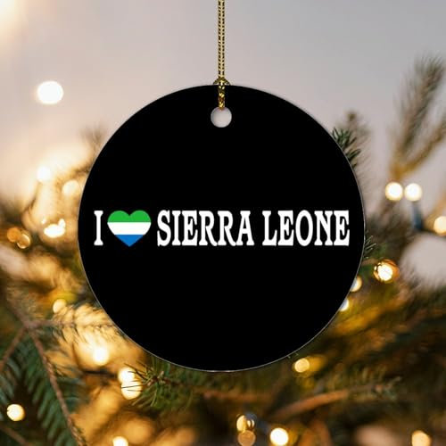 I Love Sierra Leone Weihnachtsbaum Hängende Ornament Sierra Leone Flagge Weihnachtsdekoration für Baum Keramik Ornamente Geschenk Weihnachtsstrumpf Füllung Geschenk