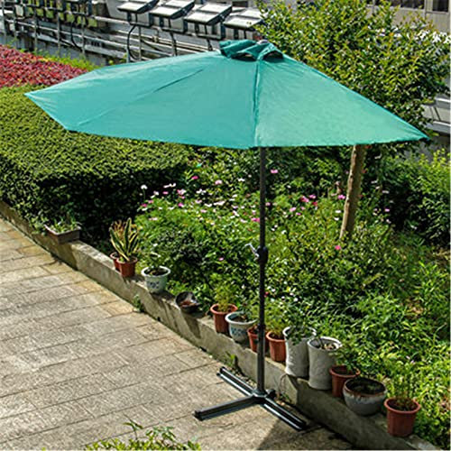 Mezzo ombrellone da giardino con funzione di inclinazione per esterni, patio, piscina, terrazza, balcone, colore verde, base a croce inclusa