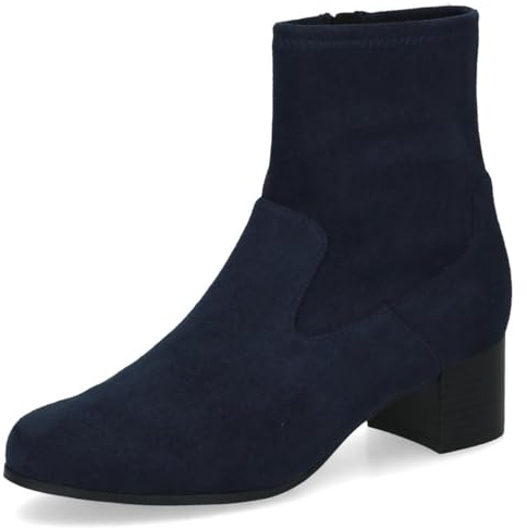 CAPRICE Stivaletti da donna con tacco con cerniera vegani, Blu (Navy Stretch), 37 EU