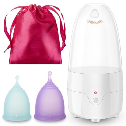 Sterilizzatore a vapore per coppette mestruali con 2 coppette mestruali riutilizzabili, kit di lavaggio per la pulizia delle coppette mestruali
