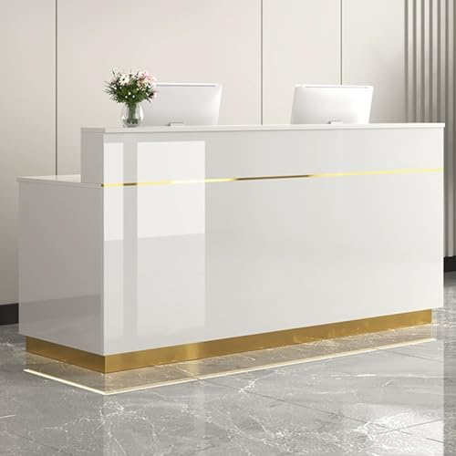 YUGXTH Empfangstheke, Moderner Empfangstresen, Rezeptionstheke mit Abschließbarer Schublade, Stehender Kassentisch für Das Büro Eines Schönheitssalons(Gold,120cm/47.2in)