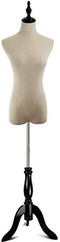 SHANYAYALI Maniquí de cuerpo de costurera, modelo de torso con trípode de madera ajustable en altura (B, S)