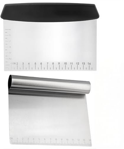 JAWUZ Paleta Verduras Acero Inoxidable Raspador Masa Espátula Cocina Multifuncional Cortapastas Profesional Mango Ergonómico Higiénico Resistente Corrosión Accesorio Cocción Pan Pizza