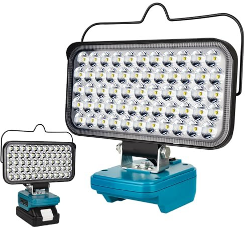 Cordless LED Work Light for Makita 18v Battery, Portable Flood Lights 174W Spotlight Compact Lighting 10800LM with Type C & USB Fast Charging for Camping, Hiking, Fishing,Power Failure,Workshop