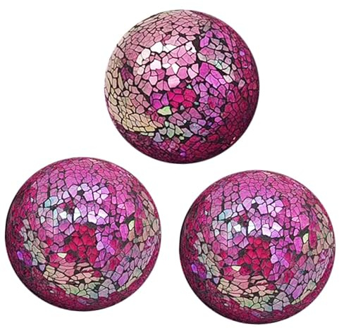 Sharplace 3X Bolas de Mosaico de Vidrio orbes Decorativos de la Esfera de Mosaico Bolas 8 cm para la Fiesta de inauguración de la Fiesta, PÚrpura