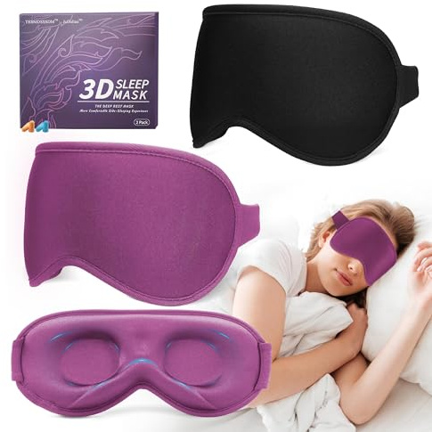 3D Schlafmaske Herren & Frauen Augenmaske Schlafmasken, Schlafbrille Damen & Herren Bequem Seitenschläfer Augenklappe-Augenbinde-Schlafen, Urlaub Flugzeug Meditations, Sleep-Mask Schwarz & Lila purple