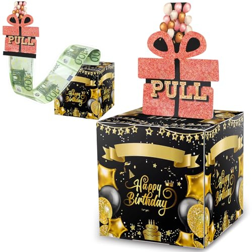 Mexgcom Geldgeschenke Verpackung, Lustige Geldverpackung, DIY Überraschungsbox für Geldgeschenke zu Verpacken, Jugendweihe Geschenke für Mädchen Jungen (Dunkelgold-Stil)