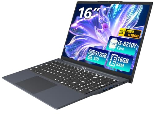 KUMNOSAL 16 Inch Laptop Computer, FHD IPS 1200p Screen, Gaming Laptop i5 (Up to 3.6GHz) for 16GB LPDDR4 RAM 512GB SSD, 180 Angle Open WiFi 5 HDMI Backlit Keyboard UHD Graphics 617 with Numeric Keypad