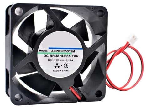 Ventilador ACP6025S de 6 cm y 60 mm, 60 x 60 x 25 mm, CC 5 V, 12 V, 24 V, USB de 2 cables, apto for fuente de alimentación, cargador, inversor, ventilador de refrigeración.(12V xh2.54pin)