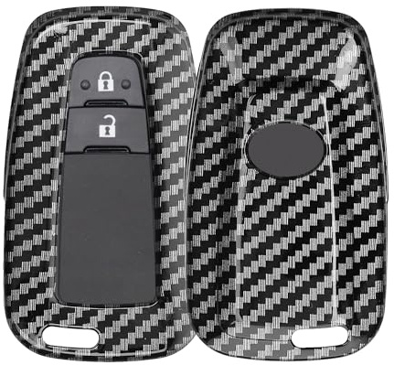 kwmobile Autoschlüssel Hülle kompatibel mit Toyota 2-Tasten Smart Key Autoschlüssel - Hardcover Schutzhülle Schlüsselhülle Cover Carbon Schwarz
