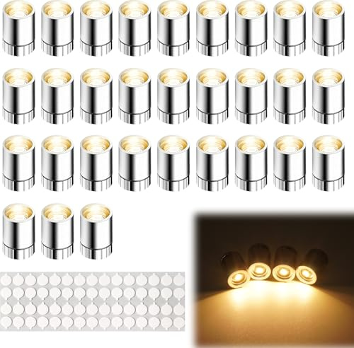 30 Stück Mini LED Lichter, Warmweiß Kleine Led Lichter für Puppenhaus | Minilichter mit Batterie & Klebepunkte, Puppenhaus Licht, Miniatur Lampe, für Miniatur Modelle, Ballon, DIY Dekoration