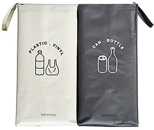 SIGNIM Separate Recycling Waste Bin Bags for Kitchen Home Recycle Garbage Trash Sorting Bins Organizer Waterproof Baskets Compartment Container (Set of 2 Color Pack)