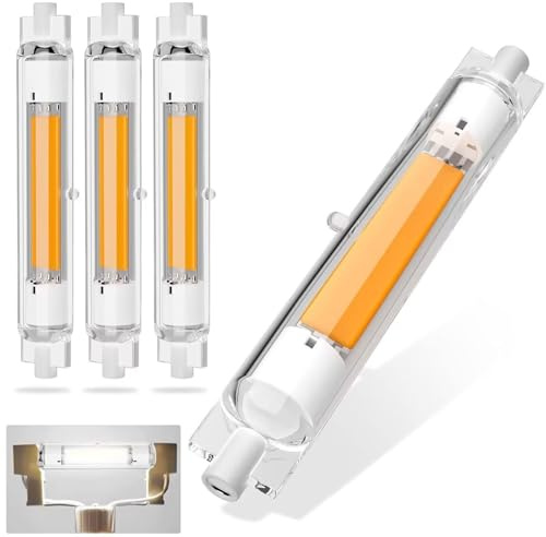 Dvnoua R7S LED 118mm Dimmbar Lampen, 30W R7S LED 118mm Ersatz für 300W J118mm Halogenstab, Stab Kaltweiß 6000K 3000 Lumen, Kein Flackern, 360°Abstrahlwinkel, 4er Pack