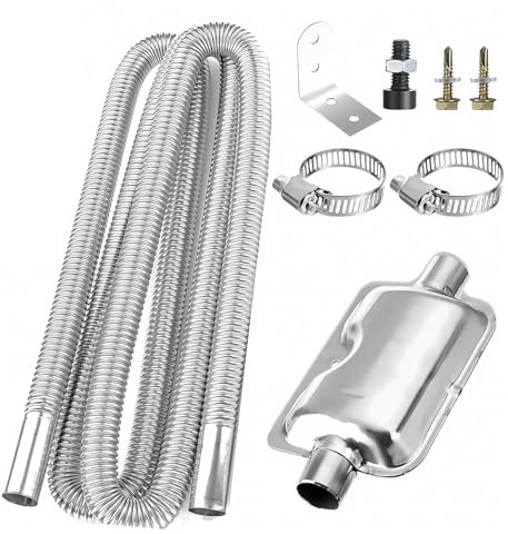 Diesel Heater Exhaust Pipe, 300cm Parking Heater Exhaust Pipe with Muffler and 2 Hose Clips, Auto Parking Auxiliary Heaters Accessories for Air Diesel Parking Car Heaters Accessories