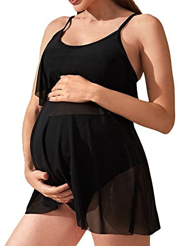 Costume Gravidanza Bikini Premaman Costumi Abiti Donna Abito Elegante Intero Nero da Piscina Vestiti Vestito Allattamento Spalline per Bagno Due Pezzi Regolabile Curvy 4XL Abbigliamento Estivo con