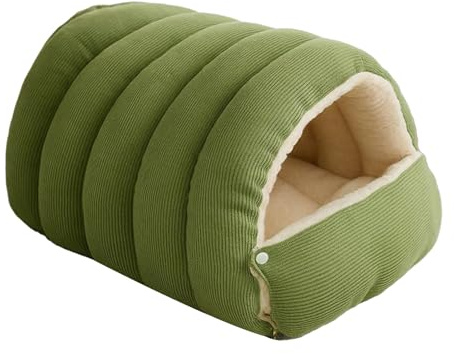 Introti Letto caldo per gatti chiuso, lavabile, accogliente, in peluche, tenda pieghevole e soffice, per l'inverno e l'autunno, accessori per animali domestici