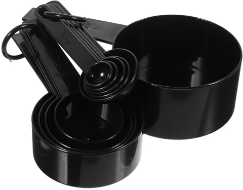FELTECHELECTR Juego de 10 Medidoras para Hornear con Escala Exacta, Tazas Medidoras para Cocina y Repostería, Diseño Negro Resistente