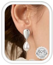 Morfetto Perlen Ohrringe Silber 925 Stecker Damen Hypoallergene 14K Vergoldet Ohrringe Hängend Zirkonia Ohrstecker Gold Silber Perlenohrringe Hängend Brautschmuck Geschenk für Frauen Mama Mädchen