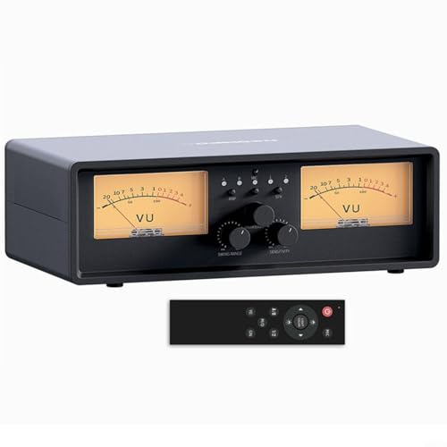 HEIBTENY ET30 - Conmutador de altavoz 2 en 2 salidas, con doble medidor analógico VU, selector de audio retro, para amplificadores y altavoces, carcasa de metal, control remoto de 300 W por canal