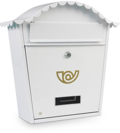 Amig - Cassetta Postale da Esterno in Stile Classico | Acciaio | Formato DIN A4 | Con Serratura e Chiave | Installazione Semplice | Colore: Bianco | Misure: 36 x 33,5 x 10,5 cm