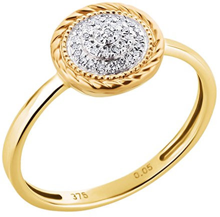 Ardeo Aurum Damenring aus 375 Gold bicolor Gelbgold Weißgold mit 0,05 ct Diamant Brillant Kreis-rund