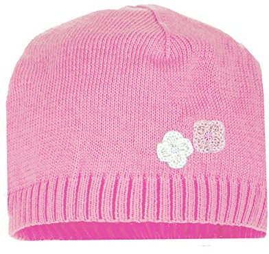 maximo Mädchen Mütze Baby-Strickmütze rosa mit Blumen Applikation, Gr. 37, Sommer-Mädchen-Babymütze (37)