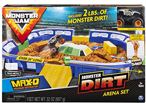 Monster Jam Monster Dirt Arena - Juego de 61 cm con Monster Dirt de 907,2 g y exclusivo camión fundido a escala 1:64