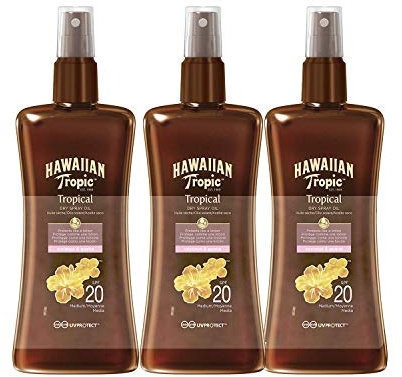 Hawaiian Tropic Protective Dry Spray Oil Sonnenöl LSF 20, 200 ml, 3 St