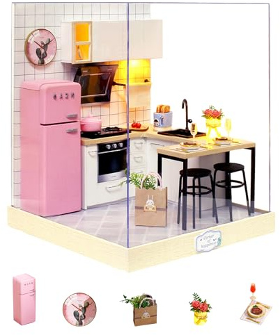 Flever Dollhouse Miniature DIY House Kit Creative Room with Furniture for Romantic Artwork Gift (Taste of Life)