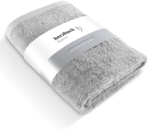 herzbach home Handtuch Pura Saunatuch 80x200 cm 100% Baumwolle | extra weich und saugstark, langlebig und pflegeleicht, saunageeignet, mit Aufhänger, gehobene Gramatur 550 gsm