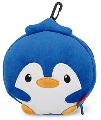 Legami - Cuscino da Viaggio con Mascherina da Notte, Chiusura a Zip, Salvaspazio, Gancio per un Trasporto comodo, 16x16 cm, Tema Penguin