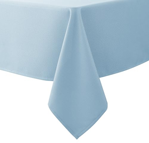 Biscaynebay Textured Fabric Tablecloths 60x84 Inches Rectangular, Light Blue Water Resistant Tablecloths for Dining, Kitchen, Wedding, Parties etc. Machine Washable