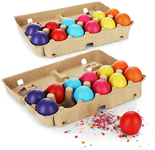 com-four® 24x uova di coriandoli per carnevale, costumi e decorazioni - vere uova di gallina dipinte, piene di coriandoli colorati per Pasqua