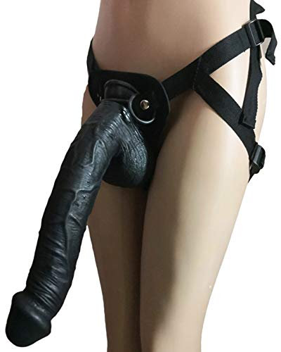 Dildo Dildo Strap-On Strap-On Dildo Dildo Dildo Giant Dildo, Cintura per Imbracatura Regolabile, con Ventosa Real Penis Replica, Masturbating Sex Toy,Nero