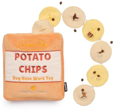 CHEWFFON Dog Toy, Dog Puzzle Snuffle Treat Dispensing Toys for Boredom, Durable Interactive Chew Toys, Hide and Seek Nose Work Puppy Toy for Small, Medium and Large Dogs (Potato Chips)