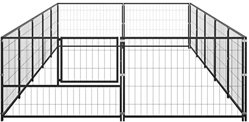 Tidyard Outdoor Hundezwinger, Hundekäfig XXL, Hundehütte, Hühnerstall, Hühnerhaus, Hühnervoliere, Freilaufgehege Hühnervoliere, Stahl Schwarz 500 x 200 x 70 cm 10 m²