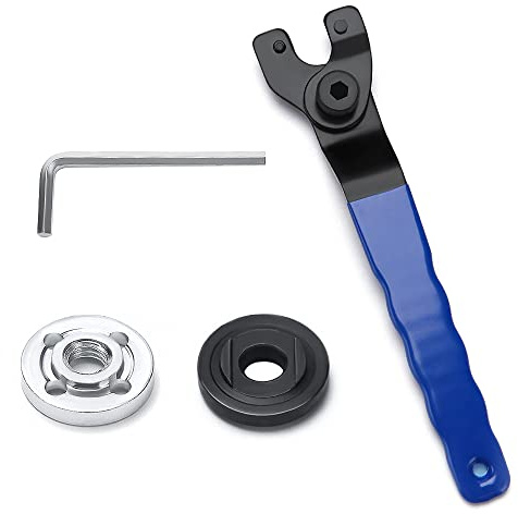 VooGenzek Verstellbarer Winkelschleifer Maulschlüssel, mit Schlüssel und 2 Flanschen, 10-52mm Verstellbarer Stiftschlüssel, Universal Verstellbar Zapfenschlüsse Stirnlochschlüssel (Blau Schwarz)
