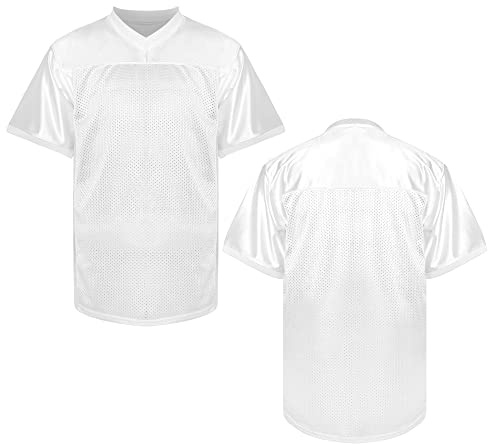 MESOSPERO Blank Football Jerseys for Men,Mesh Polyester Plain Football Shirt Pullover Sports Clothing S-3XL Black White(#Blank White,X-Large)