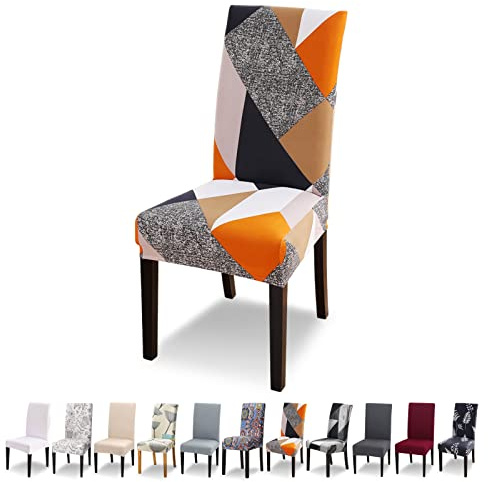 Lydevo Stuhlhussen 6er Set Stretch Moderne Stuhlhussen für Esszimmerstühle Stuhlhussen für Schwingstühle Universal Waschbarer Abnehmbarer Stuhlbezug für Esszimmer Hotel Bankett Küche,Orangefarbene