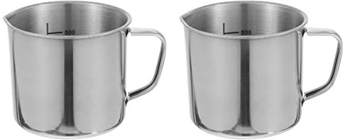 ULTECHNOVO 2piezas Vaso Medidor De Acero Inoxidable Taza De Medición Para Laboratorio Diseño De Boca Ancha y Escalas Claras Para Cocinas y Experimentos Científicos