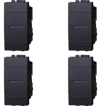 4 Pezzi Pulsante Assiale, Compatibile Con Bticino Living Light (Nero)